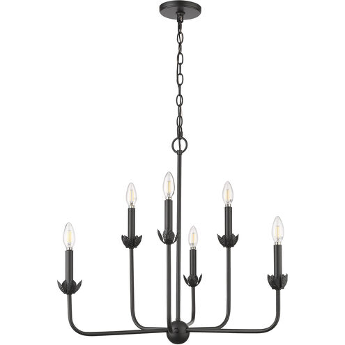 Freesia 6 Light 28 inch Matte Black Chandelier Ceiling Light